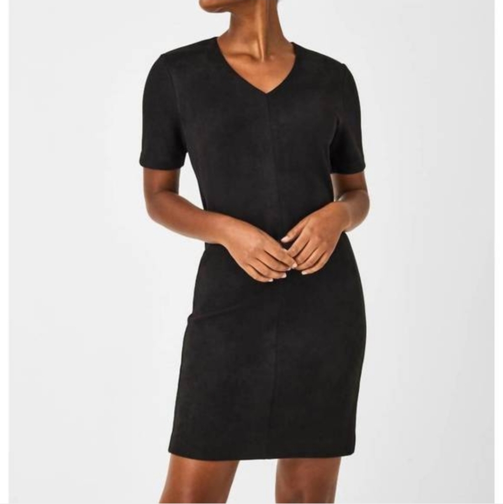 SPANX Faux Suede Column Dress Knee Length Comfortable Stretch M